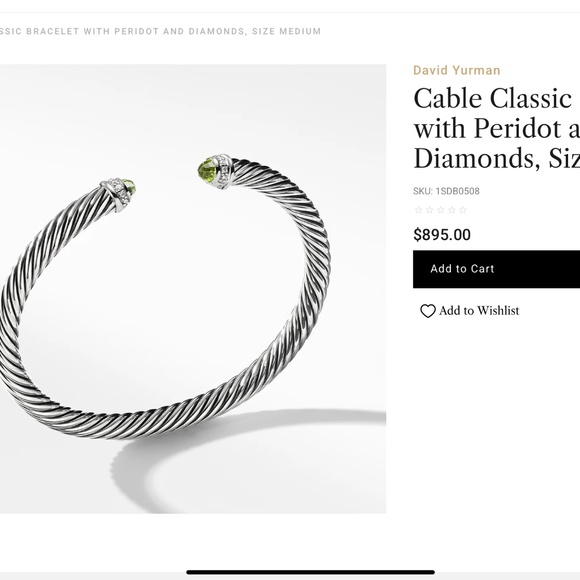 DAVID YURMAN bracelet, Peridot & Diamonds - Picture 10 of 12